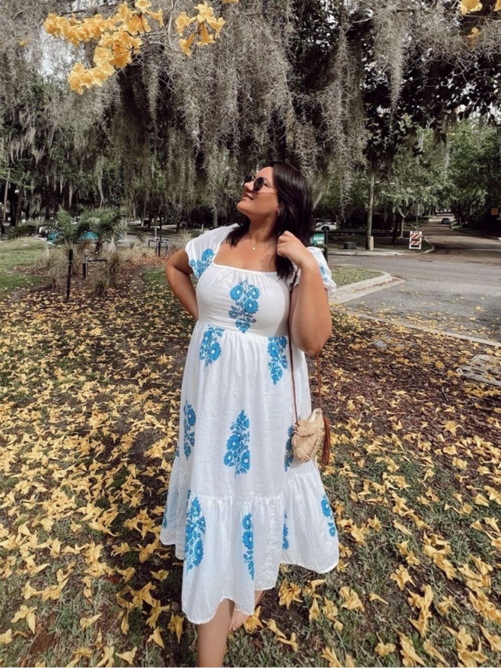 J. Crew Blue Floral Boho Cottagecore Midi Dress 14 XL